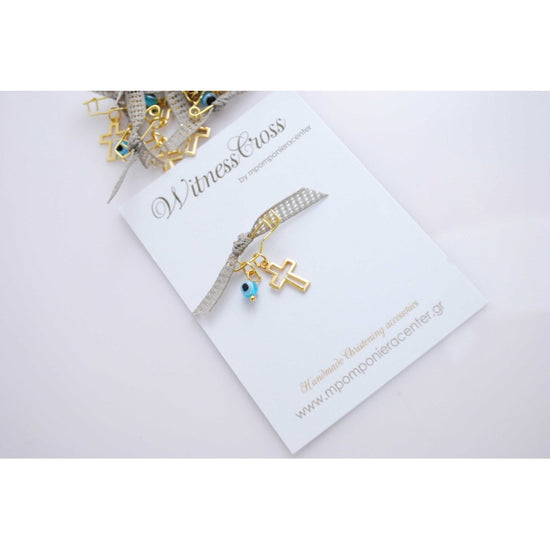 Μαρτυρικό παραμάνα χρυσό με ματάκι ιδιαίτερο & χρυσό σταυρό.