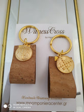 Μαρτυρικό μπρελόκ boho style με οικολογικό ύφασμα φελλού, ιδιαίτερο σε φυσικό με Αγιοκωνσταντινάτο