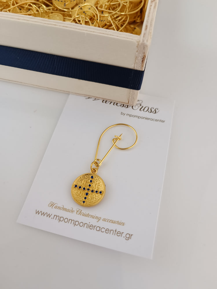 Μαρτυρικό παραμάνα χρυσή με ΑγιοΚωνσταντινάτο χρυσό με μπλέ σκούρο.
