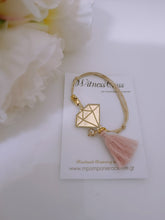 Μαρτυρικό διαμάντι plexiglass βραχιόλι χρυσό με κορδόνι μπέζ και σάπιο μήλο