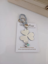 Μαρτυρικό Plexiglass - τριφύλλι με κορδόνι ασημί και ιδιαίτερο σταυρό κρεμαστό σφαίρα και χάντρα