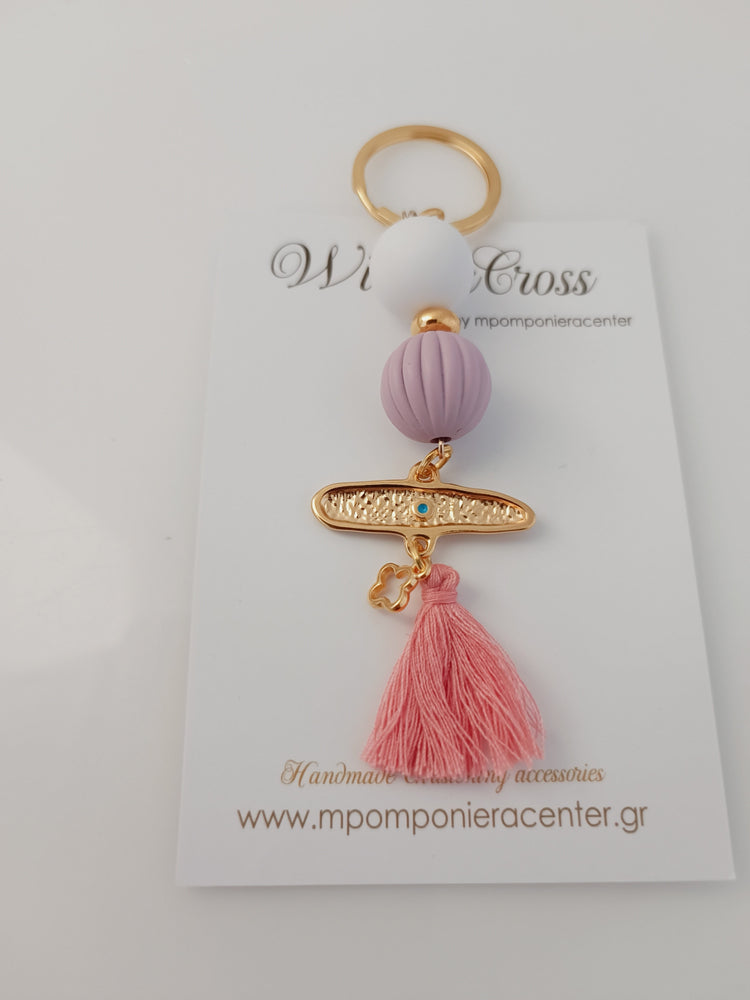 Μαρτυρικό μπρελόκ μάτι ιδιαίτερο σχήμα με σομών φούντα