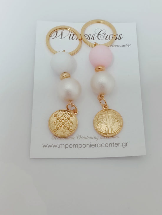 Μαρτυρικό μπρελόκ ΑγιοΚωνσταντινάτο σε χρυσό με σάπιο μήλο χάντρες