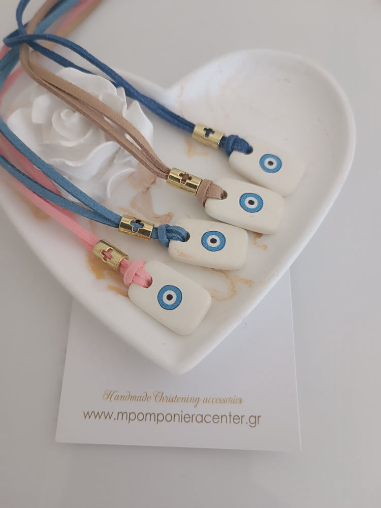 Μαρτυρικό κολιέ ελληνικό μάτι - Greek evileye - εκτυπωμένο πέτρωμα