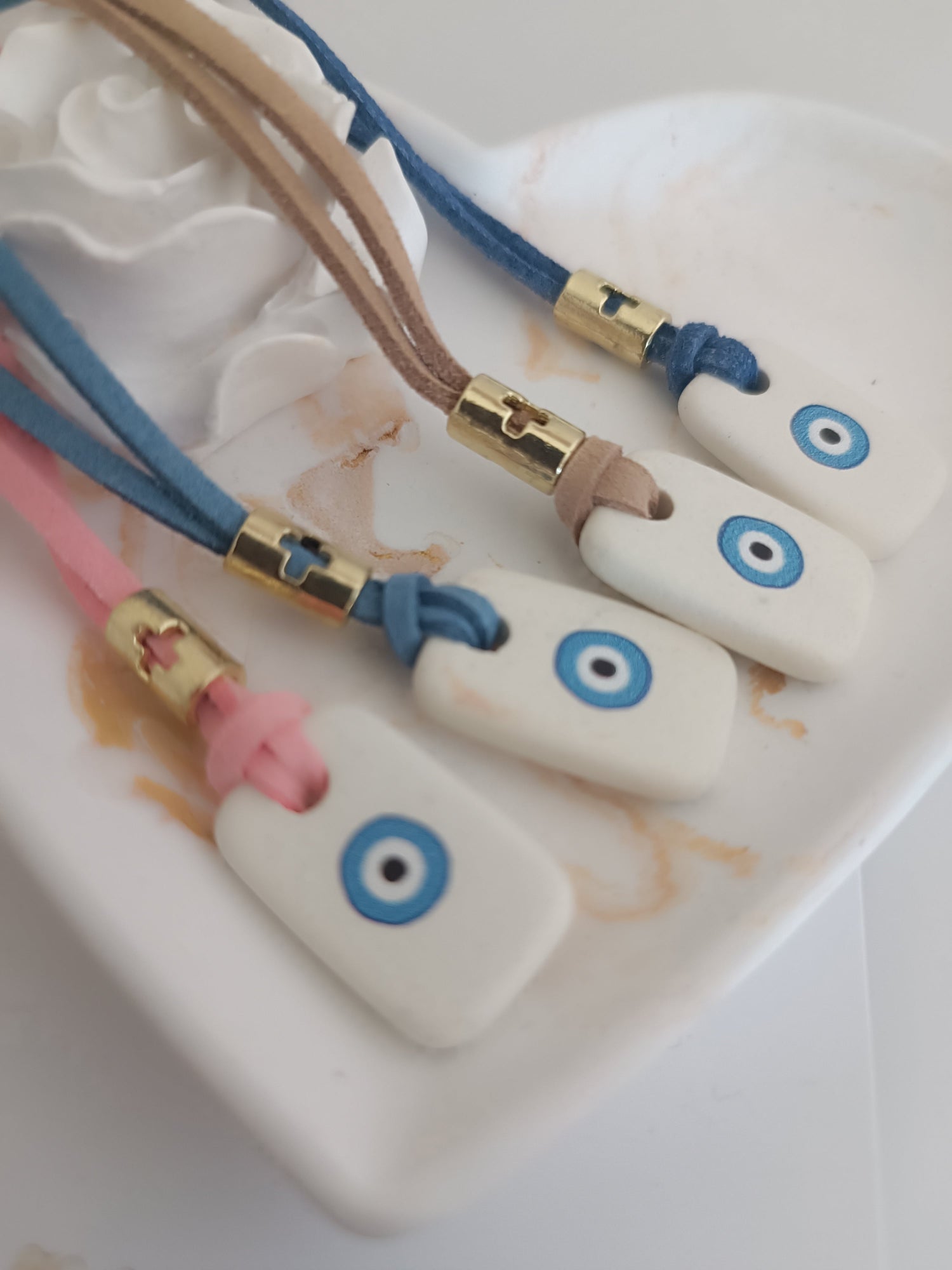 Μαρτυρικό κολιέ ελληνικό μάτι - Greek evileye - εκτυπωμένο πέτρωμα