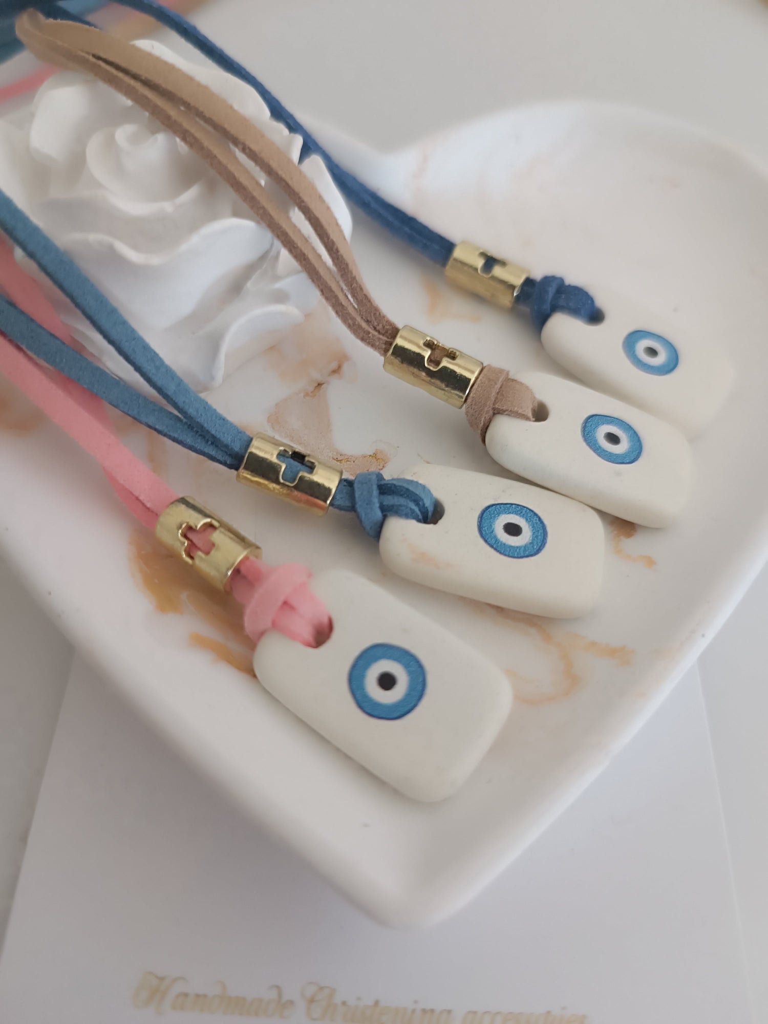 Μαρτυρικό κολιέ ελληνικό μάτι - Greek evileye - εκτυπωμένο πέτρωμα