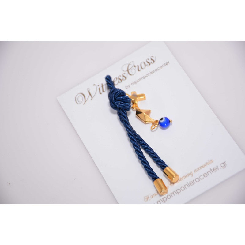 Μαρτυρικό για το πέτο με σταυρό, ματάκι, καραβάκι- βαρκούλα και ακροδέτες στο τελείωμα