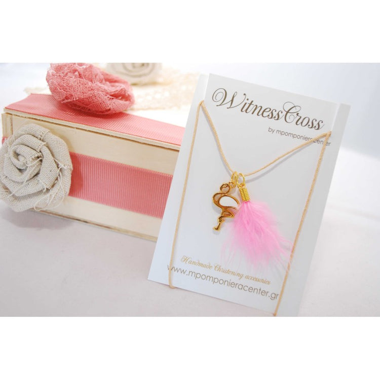 Μαρτυρικό κρεμαστό λαιμού φλαμίνγκο με φτερό,