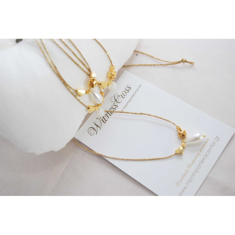 Μαρτυρικό κρεμαστό λαιμού με ιδιαίτερο σταυρό περαστό , κρεμαστή σταγονίτσα & καρδούλα περαστή