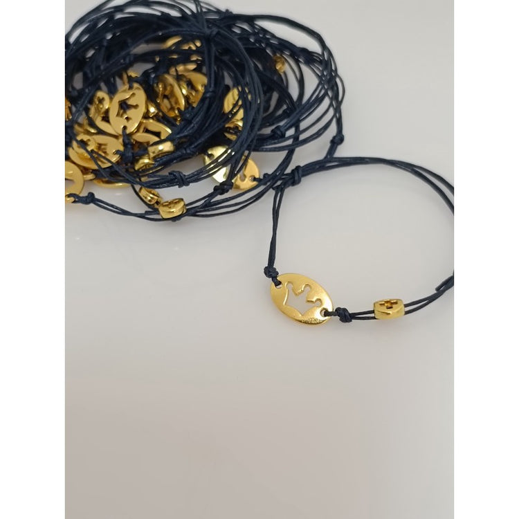 Μαρτυρικό κορώνα χρυσή βραχιόλι - ένα ιδιαίτερο μαρτυρικό σε μπλέ σκούρο κορδόνι