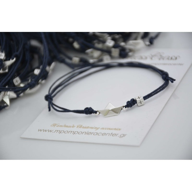 Μαρτυρικό καραβάκι origami ασημί, άκρως καλοκαιρινό βραχιόλι για την βάπτιση