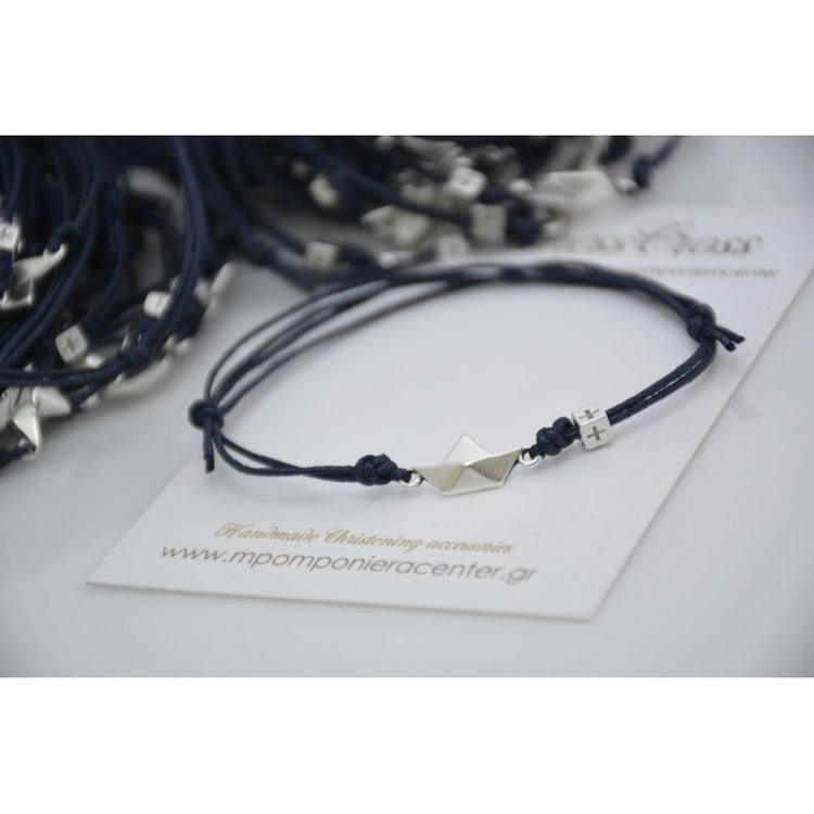 Μαρτυρικό καραβάκι origami ασημί, άκρως καλοκαιρινό βραχιόλι για την βάπτιση