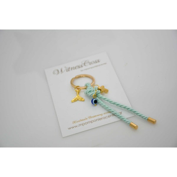 Μαρτυρικό μπρελόκ με σταυρό ματάκι και ιδιαίτερος ακροδέτες στο τελείωμα με ουρά γοργόνας