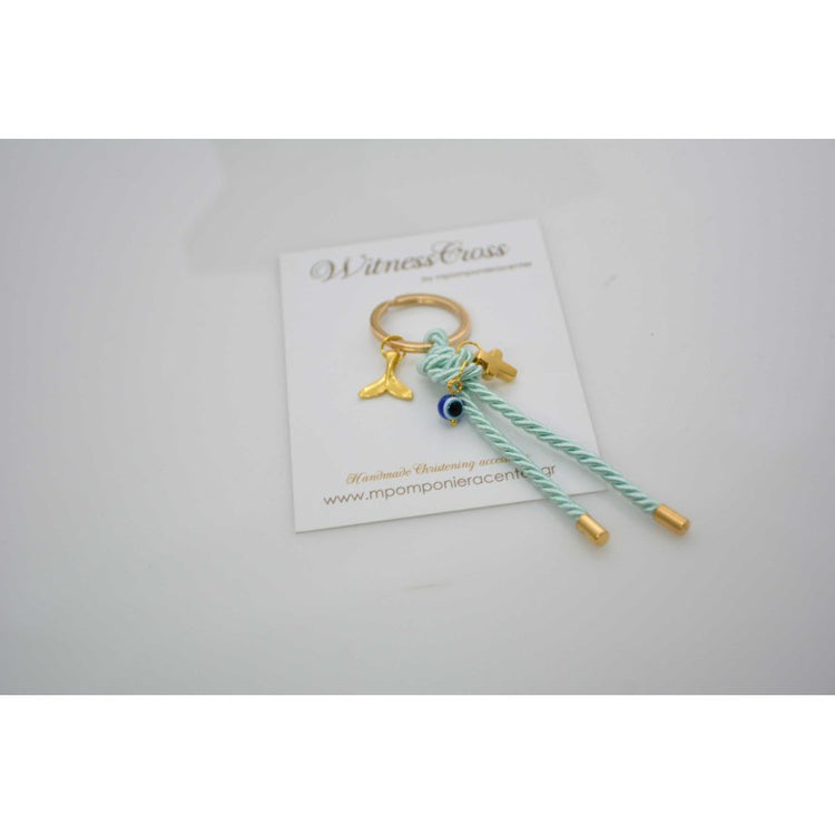 Μαρτυρικό μπρελόκ με σταυρό ματάκι και ιδιαίτερος ακροδέτες στο τελείωμα με ουρά γοργόνας