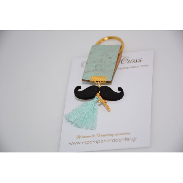 Μαρτυρικό μπρελόκ μουστάκι σε βεραμάν εκρού αποχρώσεις , με φουντίτσα βεραμάν