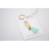 Μαρτυρικό μπρελόκ με αστεράκι και ματάκι στο πλάι , ιδιαίτερο σταυρό & φούντα βεραμάν
