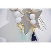 Μαρτυρικό μπρελόκ με ματάκι στο πλάι , ιδιαίτερο σταυρό & φούντα βεραμάν