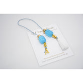 Μαρτυρικό μπεγλέρι Αγιο Κωνσταντινάτο με χαντρούλες σιέλ και φουντίτσα Μονόγραμμα παιδιού
