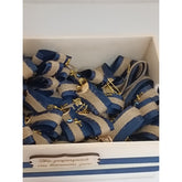 Μαρτυρικό μπρελόκ boho style με ιδιαίτερο μπέζ - blue navy σχέδιο Vintage και σταυρό