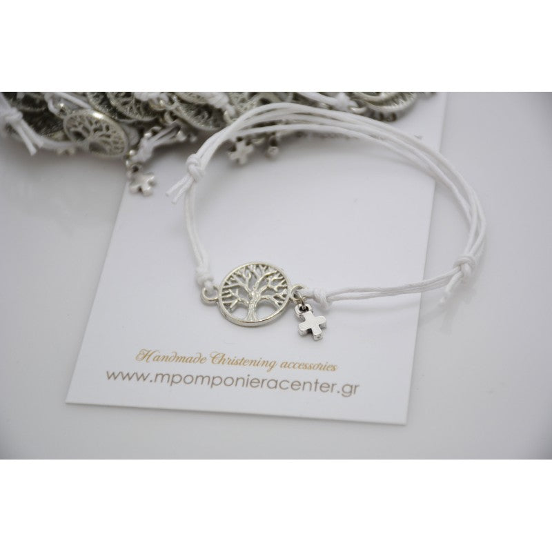 Μαρτυρικό με δέντρο ζωής μεταλλικό με σταυρό στο πλάϊ και λευκό κορδόνι