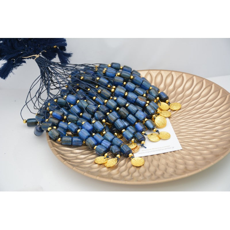 Μαρτυρικό μπεγλέρι ΑγιοΚωνσταντινάτο με χαντρούλες μπλέ σκούρο