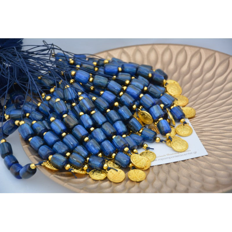 Μαρτυρικό μπεγλέρι ΑγιοΚωνσταντινάτο με χαντρούλες μπλέ σκούρο