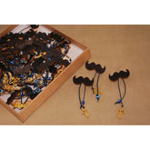 Μαρτυρικό μουστάκι ξύλινο με παραμάνα πίσω σταυρός μεταλλικός και κορδόνι με ματάκι.