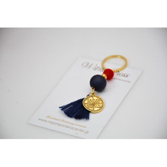 Μαρτυρικό μπρελόκ Κωνσταντινάτο σε μπλέ Navy - κόκκινο ιδιαίτερο