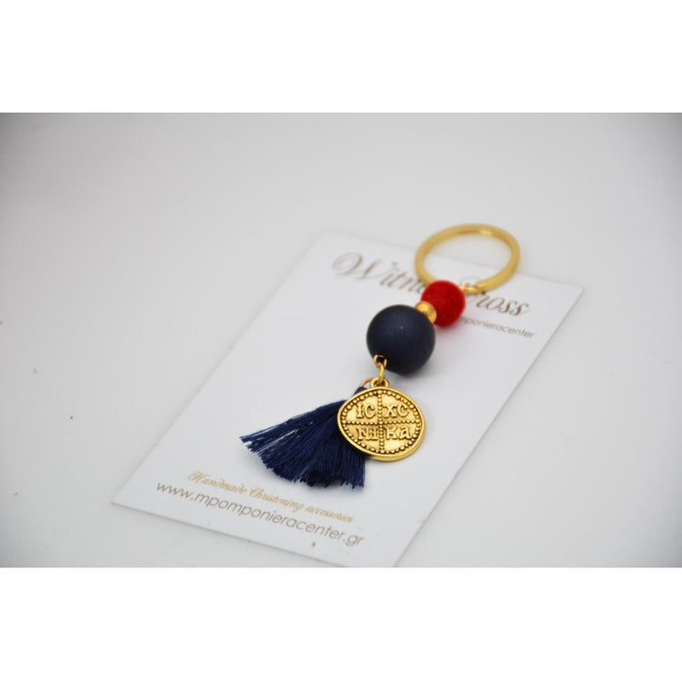 Μαρτυρικό μπρελόκ Κωνσταντινάτο σε μπλέ Navy - κόκκινο ιδιαίτερο