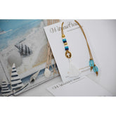 Μαρτυρικό μπεγλέρι σε σιέλ - ναυτικό στυλ με φούντα λευκή