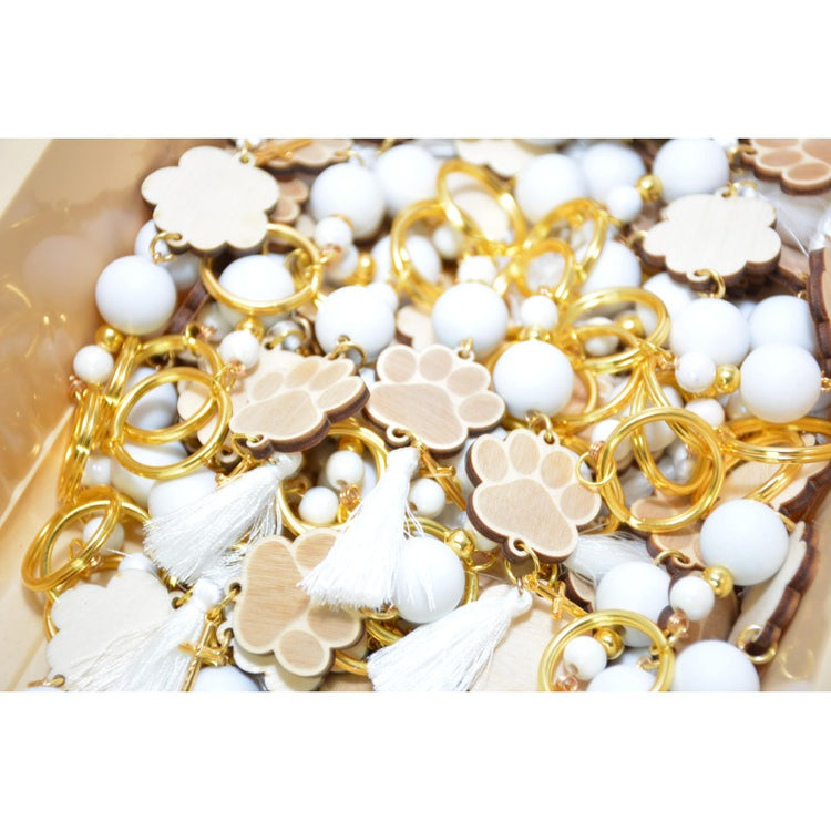 Μαρτυρικό βραχιόλι πατουσίτσα σκύλου σε αποχρώσεις μπέζ με χρυσό σταυρό