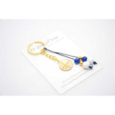 Μαρτυρικό μπρελόκ Κωνσταντινάτο διπλής όψης με χάντρες blue navy και λευκό