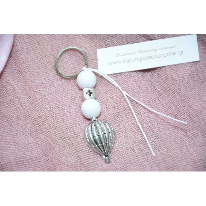 Μαρτυρικό μπρελόκ με αερόστατο και λευκές χάντρες