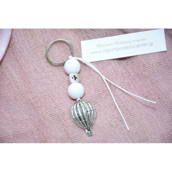 Μαρτυρικό μπρελόκ με αερόστατο και λευκές χάντρες