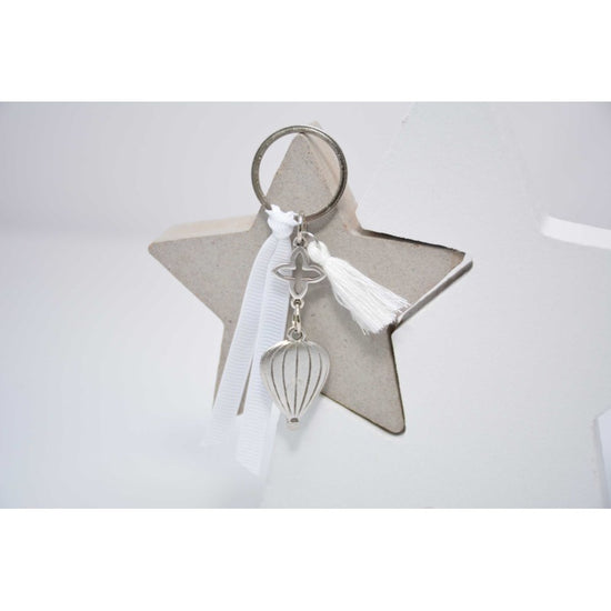 Μαρτυρικό μπρελόκ με αερόστατο και φουντίτσα λευκή