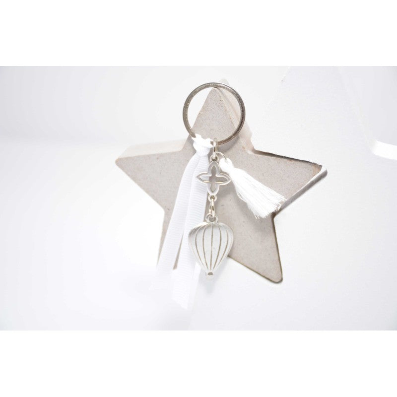Μαρτυρικό μπρελόκ με αερόστατο και φουντίτσα λευκή