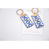 Μαρτυρικό μπρελόκ boho style με ιδιαίτερο μπλέ σχέδιο Vintage και σταυρό