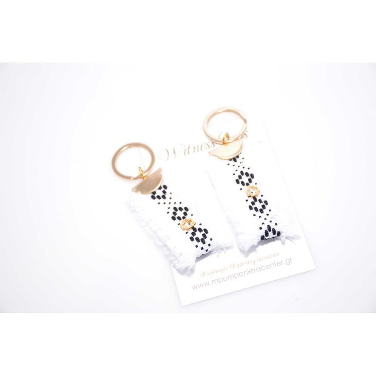 Μαρτυρικό μπρελόκ με ιδιαίτερο λευκό- μαύρο Vintage και σταυρό