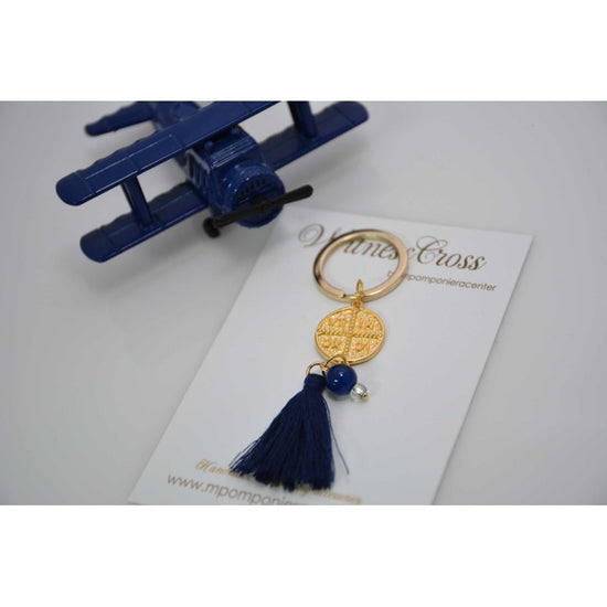 Μαρτυρικό μπρελόκ Κωνσταντινάτο με χάντρες blue navy και λευκό