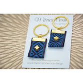 Μαρτυρικό μπρελόκ boho Vintage Indian σε αποχρώσεις blue navy & κόκκινη ρίγα με πετρόλ
