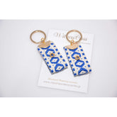 Μαρτυρικό μπρελόκ boho style με ιδιαίτερο μπλέ σχέδιο Vintage και σταυρό