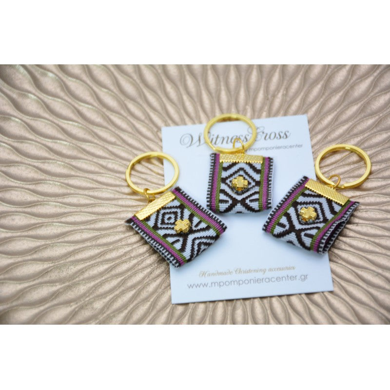 Μαρτυρικό μπρελόκ boho style Ινδιανικο στυλ - σε καφέ, λιλά , λαδί