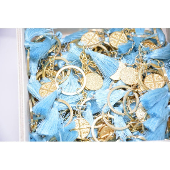 Μαρτυρικό μπρελόκ Άγιο Κωνσταντινάτο με φούντα τυρκουάζ