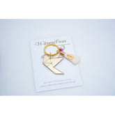 Μαρτυρικό περιστέρι origami Plexiglass σε χρυσό με φούντα, σταυρό και χάντρες κεραμικές