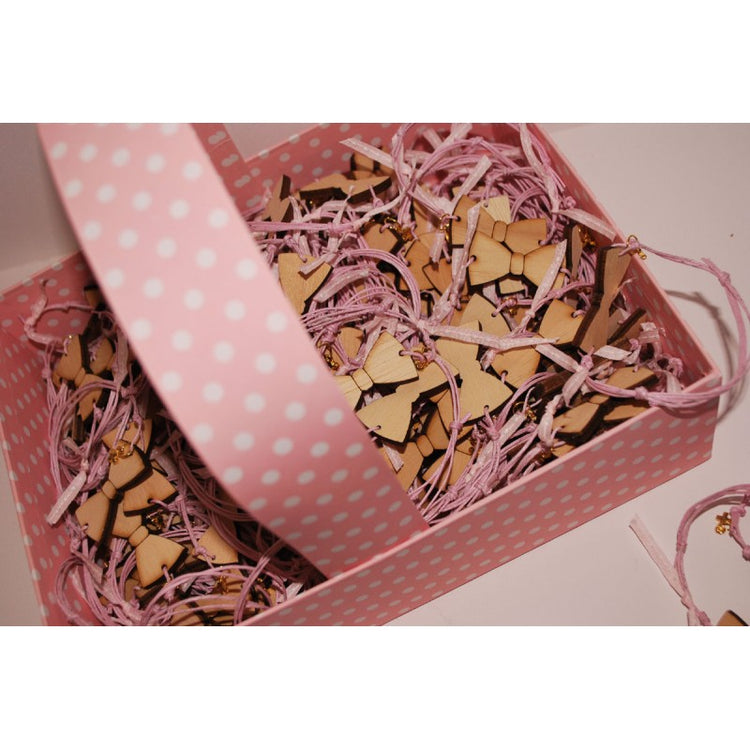 Μαρτυρικό παπιγιόν-φιόγκος βραχιόλι ξύλινο με χρυσό μεταλλικό σταυρό