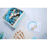 Μαρτυρικό αερόστατο παπιγιόν βραχιόλι ξύλινο με χάραξη & με χρυσό σταυρό