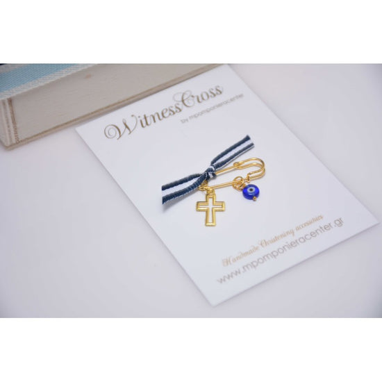 Μαρτυρικό παραμάνα χρυσό με ματάκι ιδιαίτερο & χρυσό σταυρό.