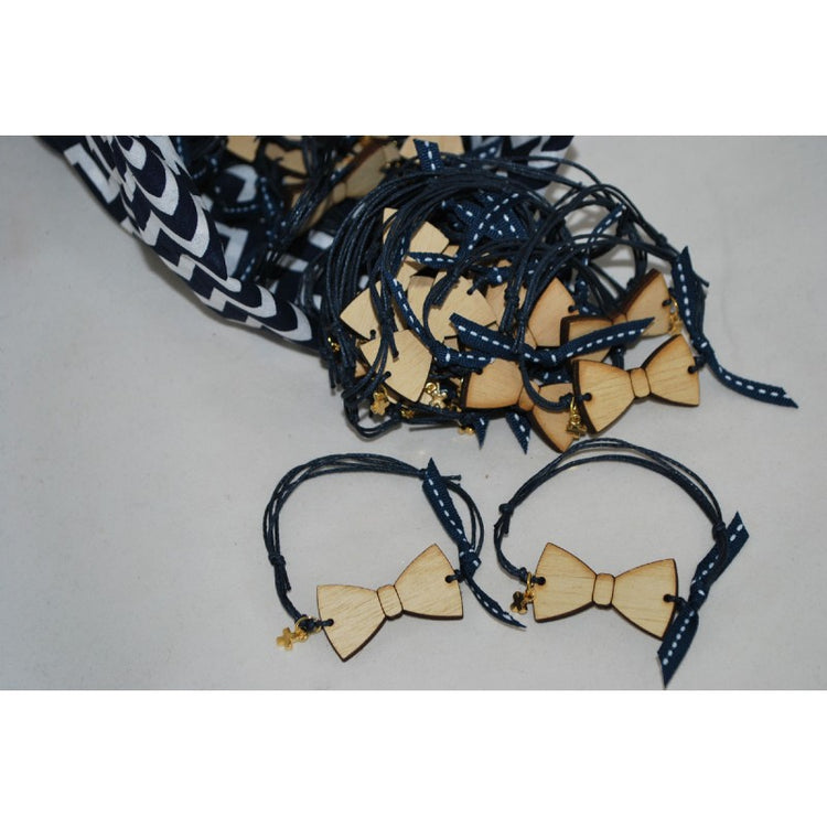 Μαρτυρικό παπιγιόν βραχιόλι ξύλινο & μεταλλικό σταυρό