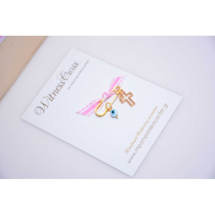 Μαρτυρικό παραμάνα χρυσό με ματάκι  ιδιαίτερο & χρυσό σταυρό.