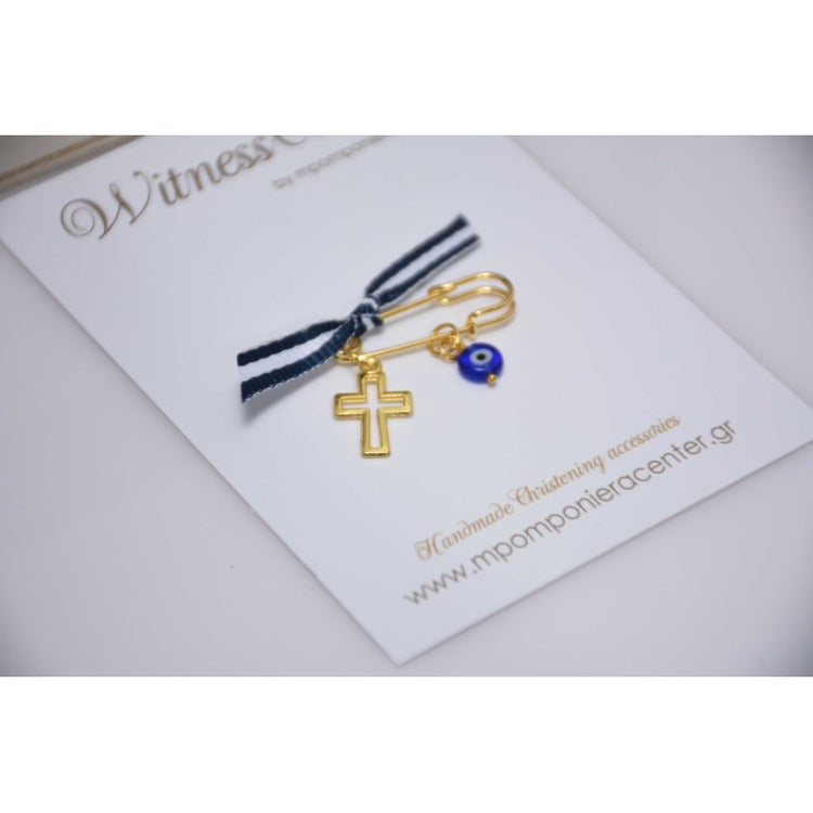 Μαρτυρικό παραμάνα χρυσό με ματάκι ιδιαίτερο & χρυσό σταυρό.